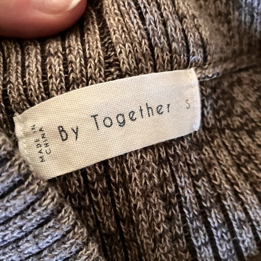 By Together Ribbed Wide-Leg Knit Pants in Taupe Brown - Picture 4 of 7